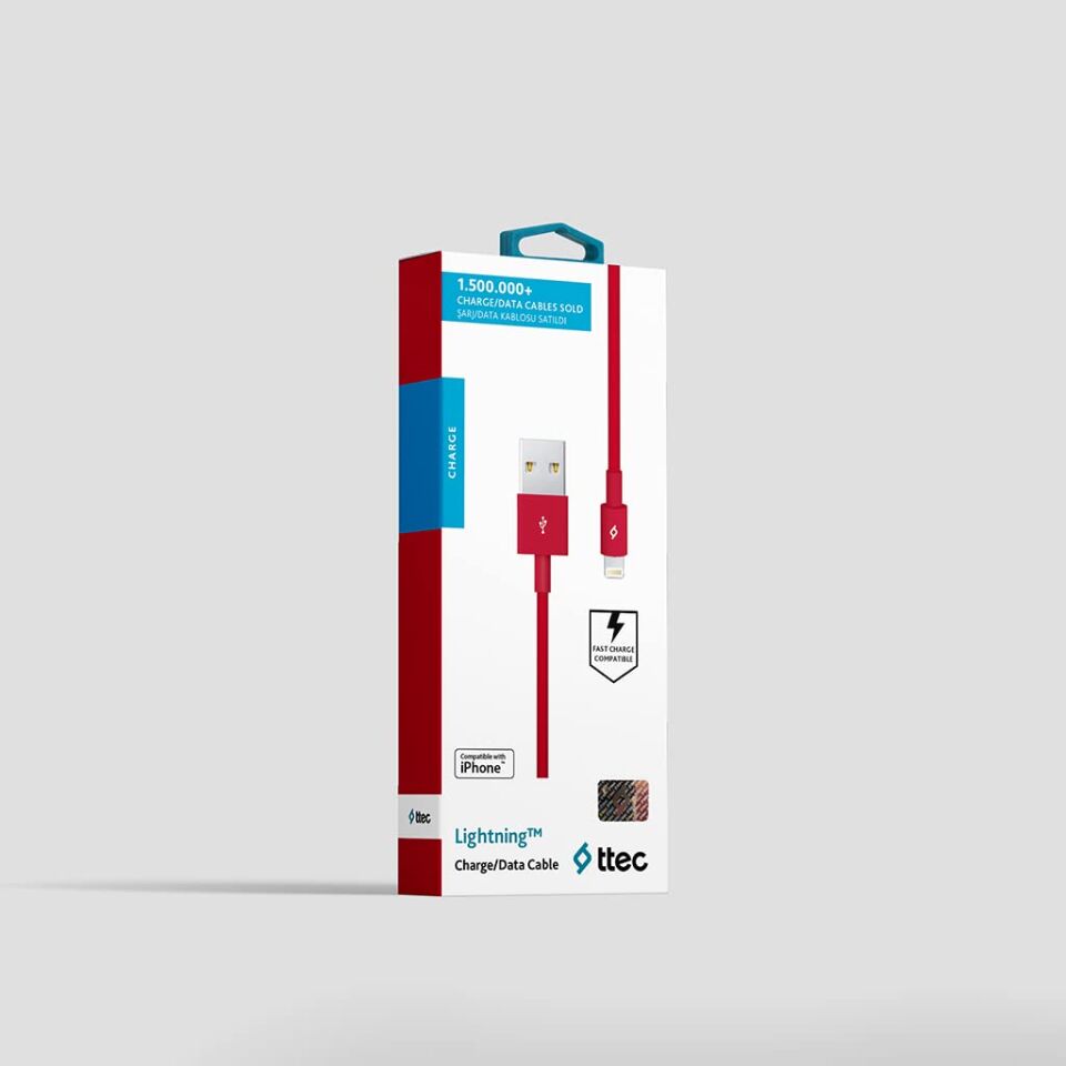 Ttec 1 m USB to Lightning Şarj Kablosu - Kırmızı