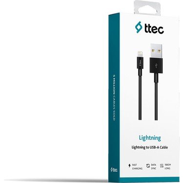 Ttec 1 m USB to Lightning Şarj Kablosu - Siyah